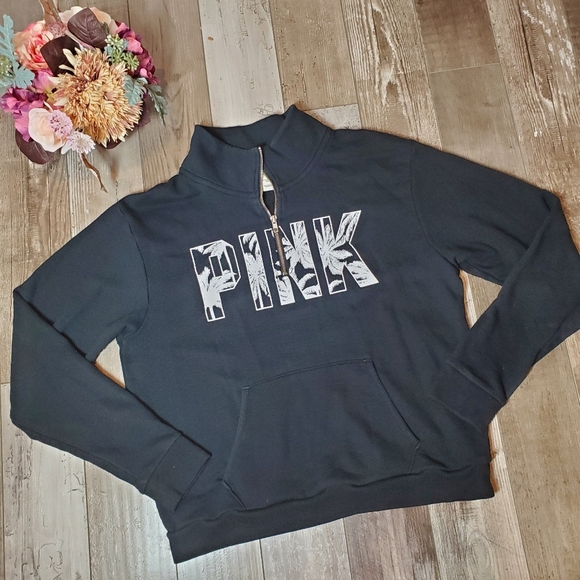 PINK VS Black & White 1/4 Zip Pullover Sweatshirt Size Large NWOT - Picture 5 of 16